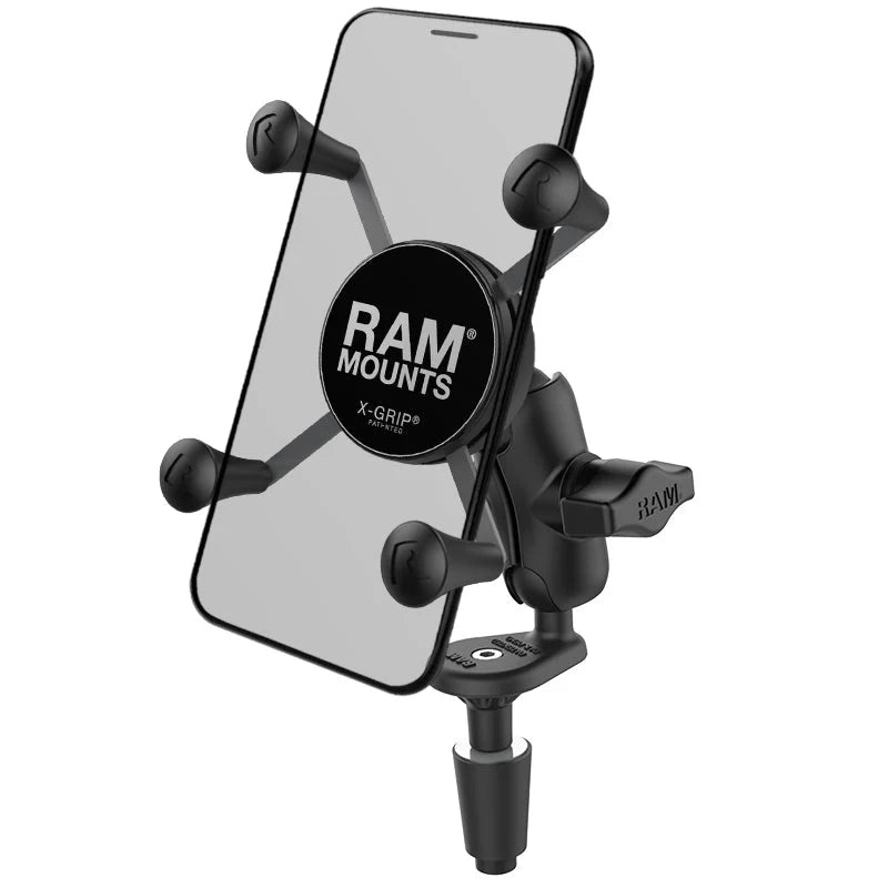 RAM® X-Grip® Phone Holder with Motorcycle Fork Stem Base Short Connector Arm