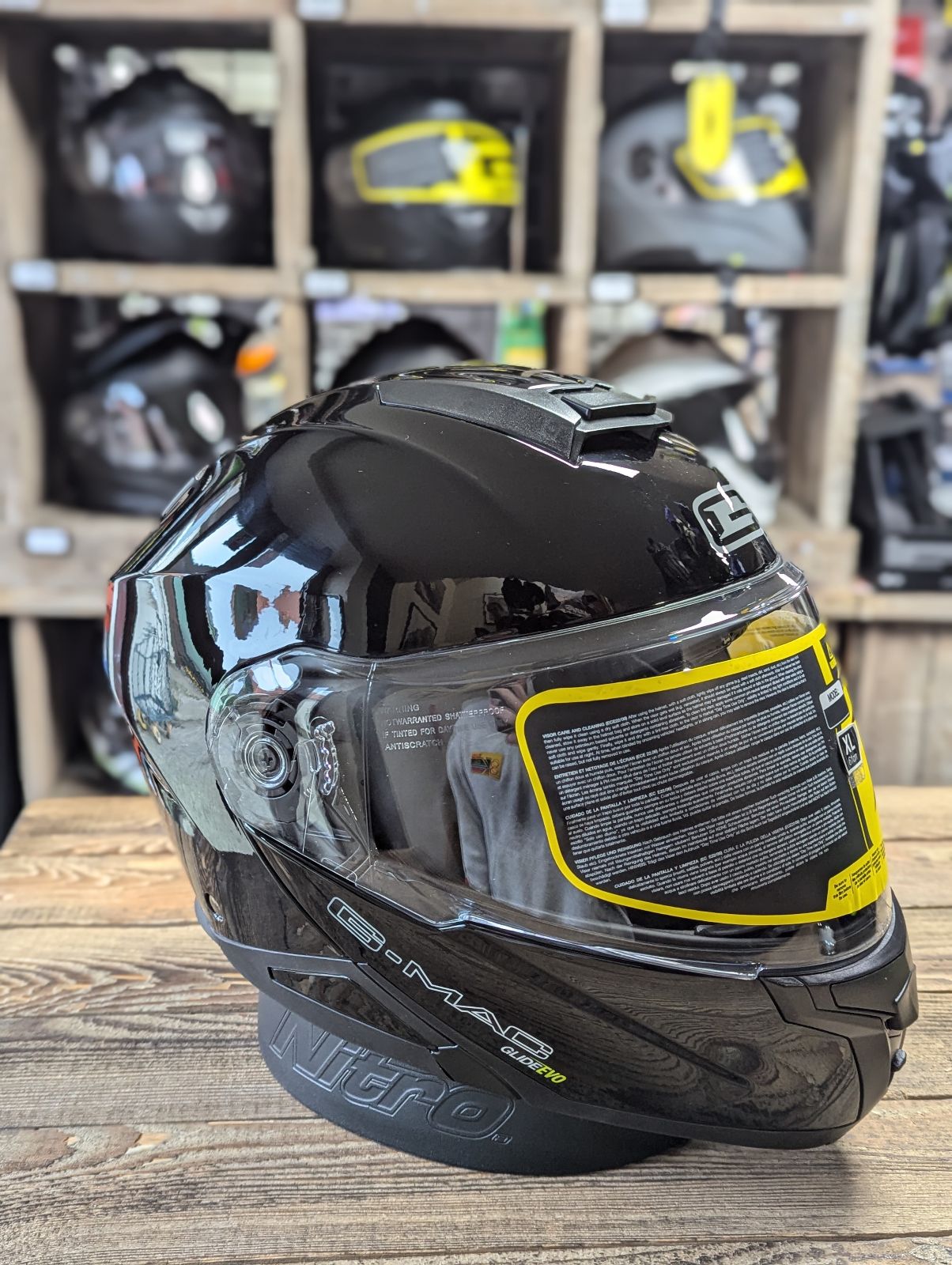 G-Mac Glide Evo Modular Flip Up DVS Motorcycle Helmet Gloss Black - XL