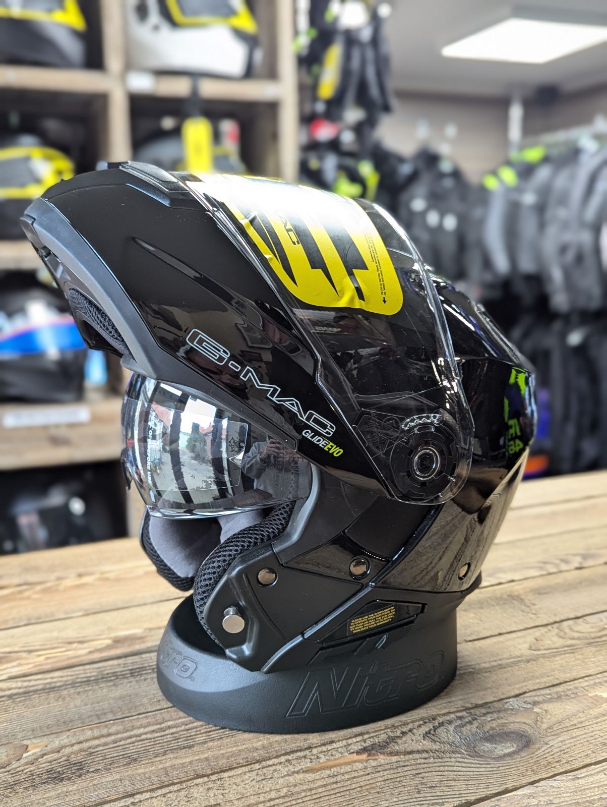 G-Mac Glide Evo Modular Flip Up DVS Motorcycle Helmet Gloss Black - XL