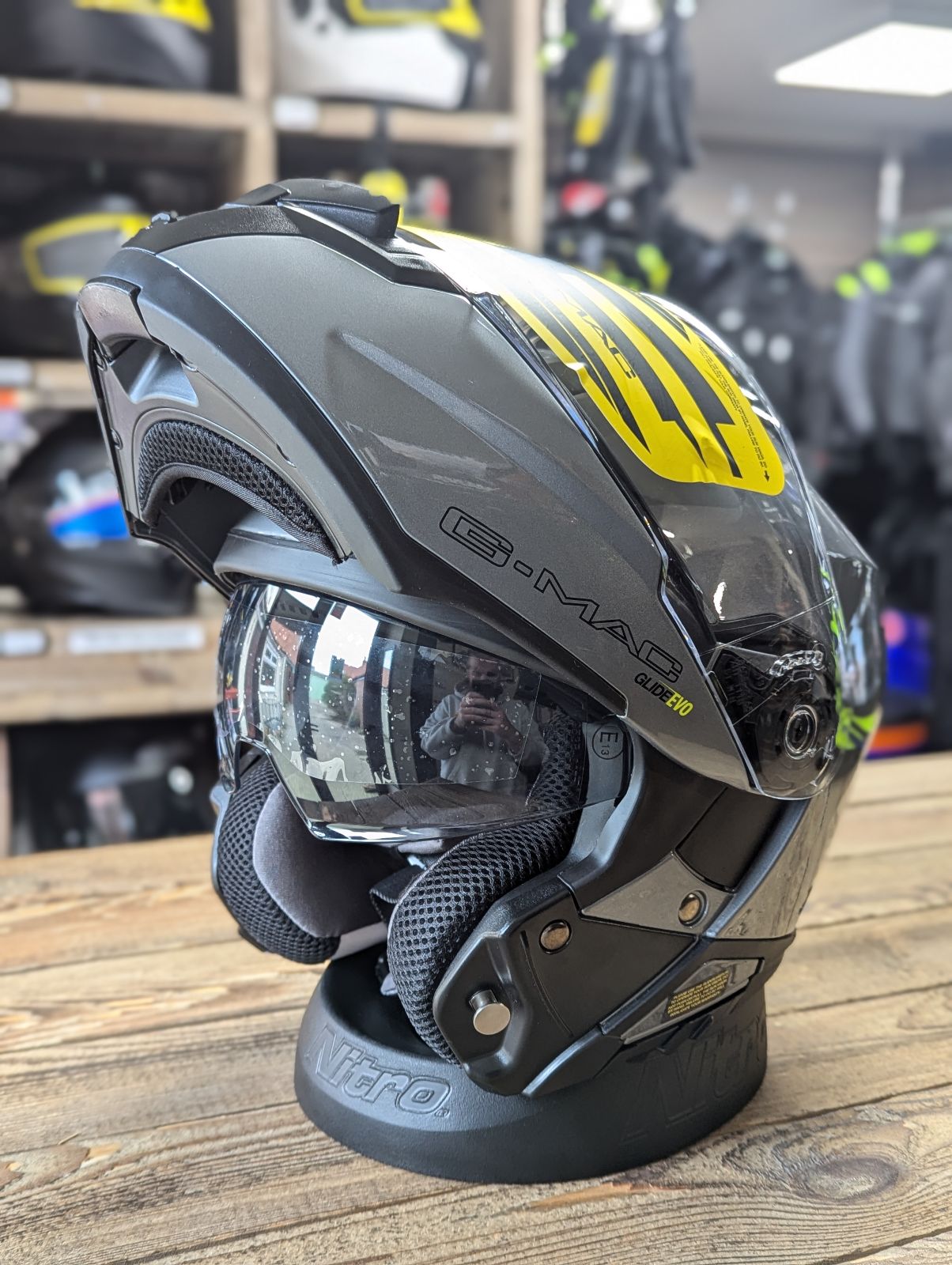 G-Mac Glide Evo Modular Flip Up DVS Motorcycle Helmet Gloss Gunmetal Grey Small