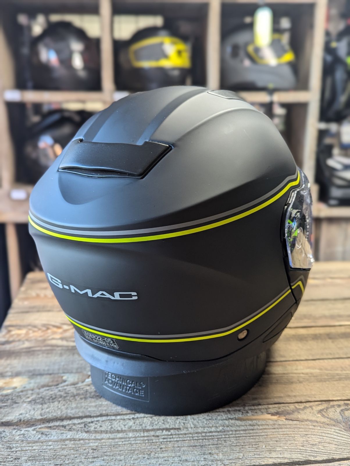 G-Mac Glide Evo Modular Flip Up DVS Motorcycle Helmet Matt Black Grey Yellow XXL