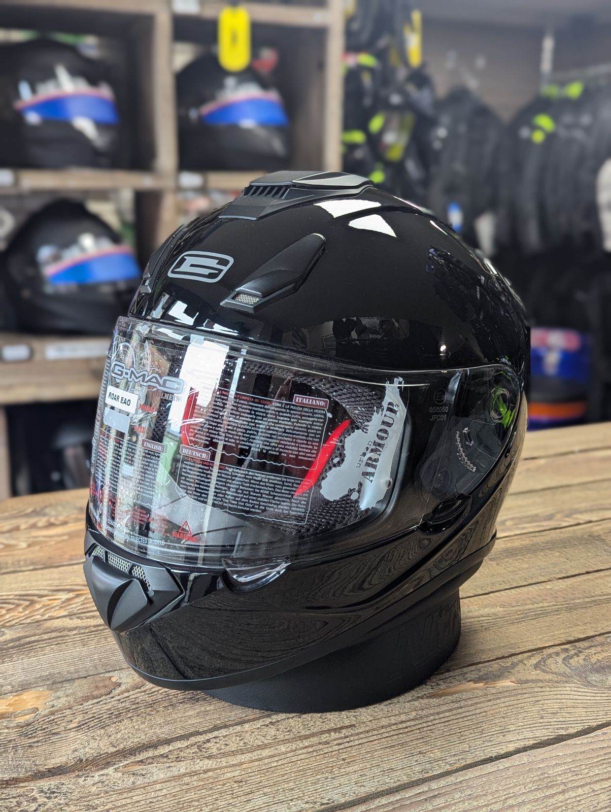 G-Mac Roar Evo Fibreglass Full Face Helmet - Gloss Black