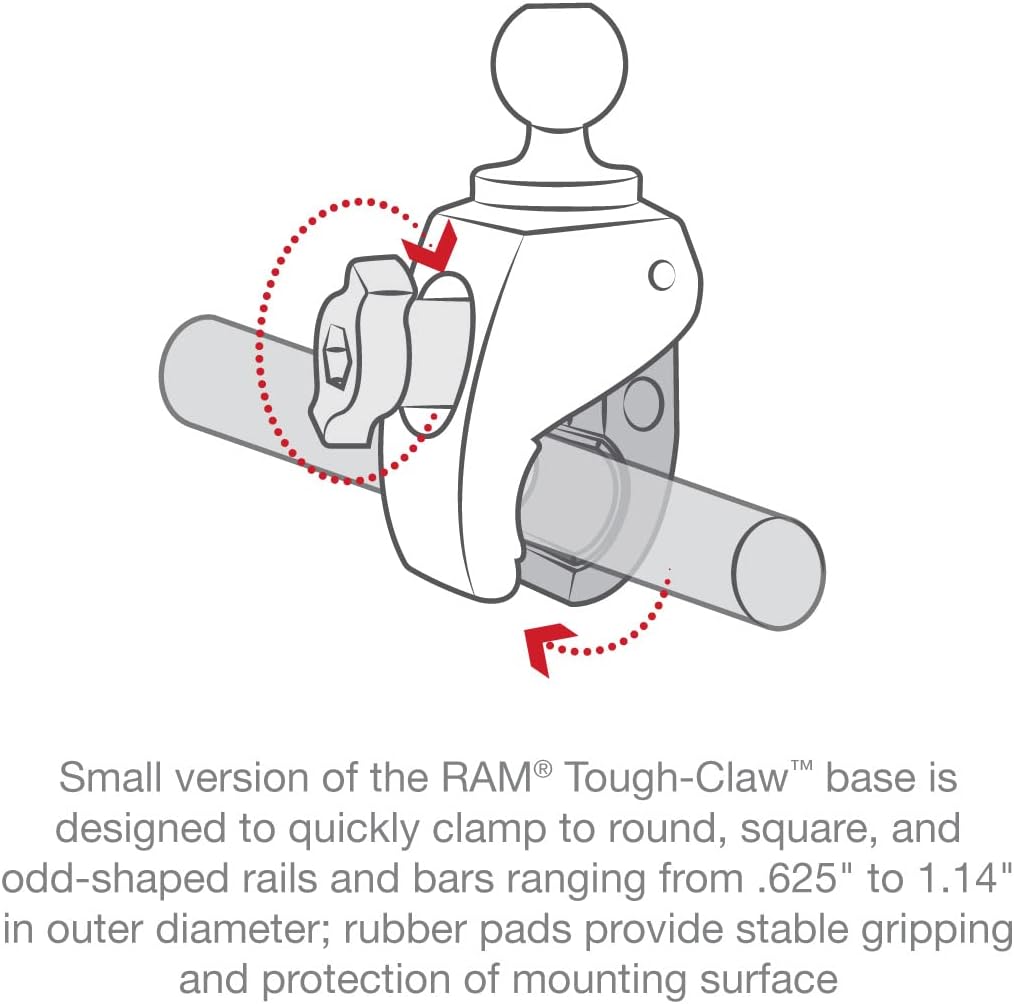 Ram mounts Touch Claw Small Clamp Base with Size B 1" Ball