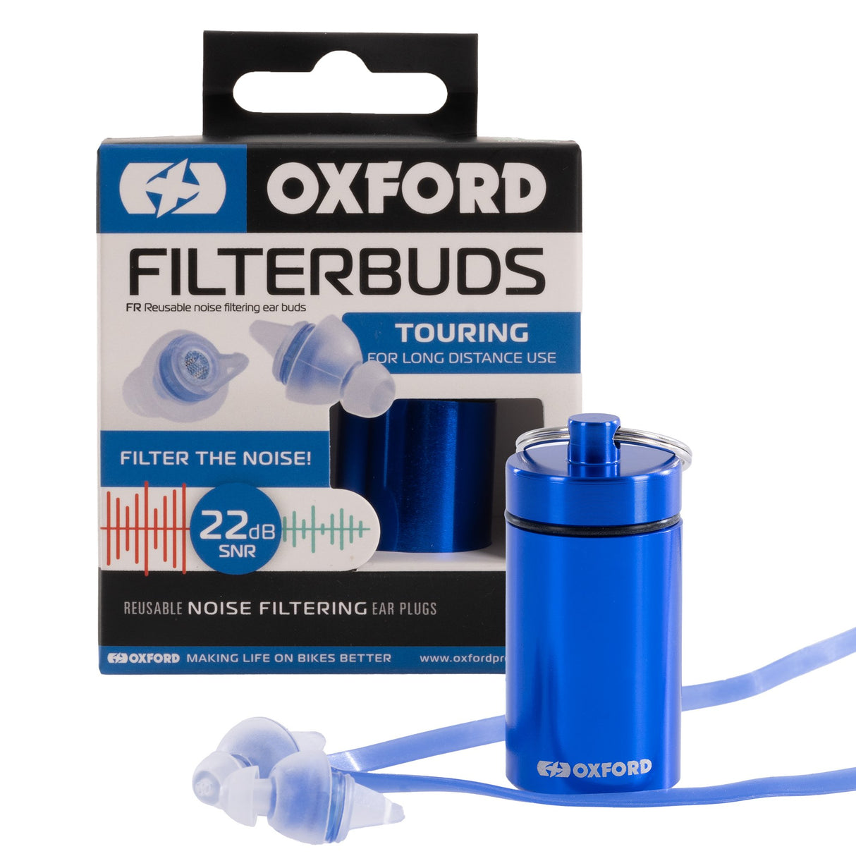 Oxford FilterBuds Reusable Earplugs Silicone Free Includes handy carry-case (Commuter, Touring & Race)
