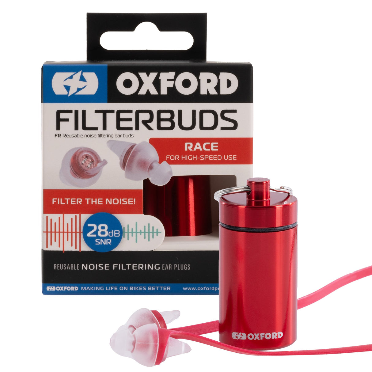 Oxford FilterBuds Reusable Earplugs Silicone Free Includes handy carry-case (Commuter, Touring & Race)