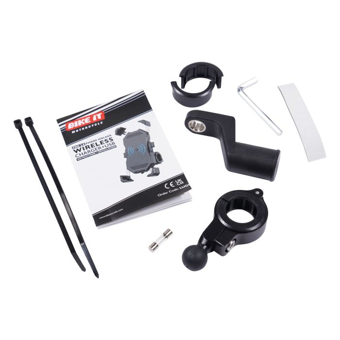 Bike It Pro2 Wireless Phone Charger Cradle & Mount Wireless Charger and Anti-Vibration Mount Bundle