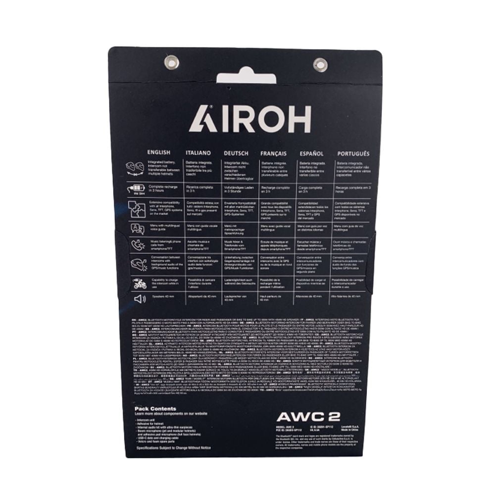 Airoh AWC2 Bluetooth Intercom Helmet Communication System
