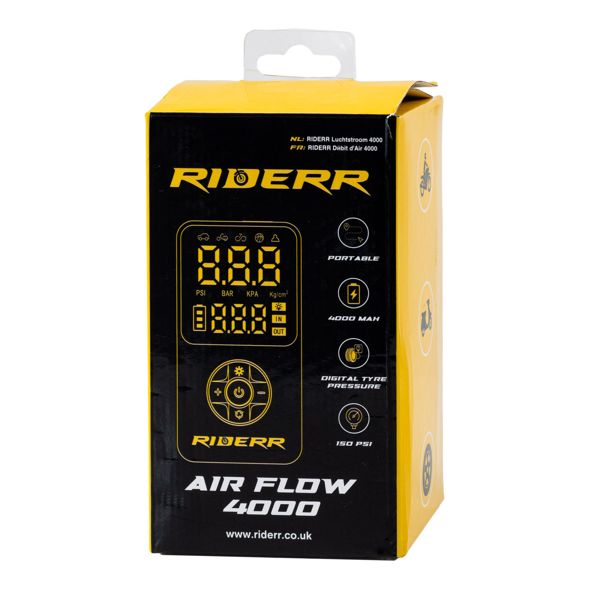 Riderr Recharchable Portable 4000mAh Air Flow Tyre Inflator