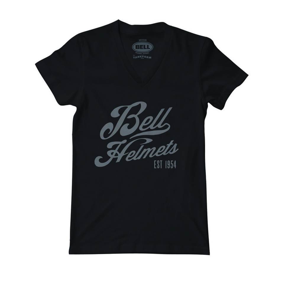 Bell Womens Cotton T-Shirt USA Script Black - Medium