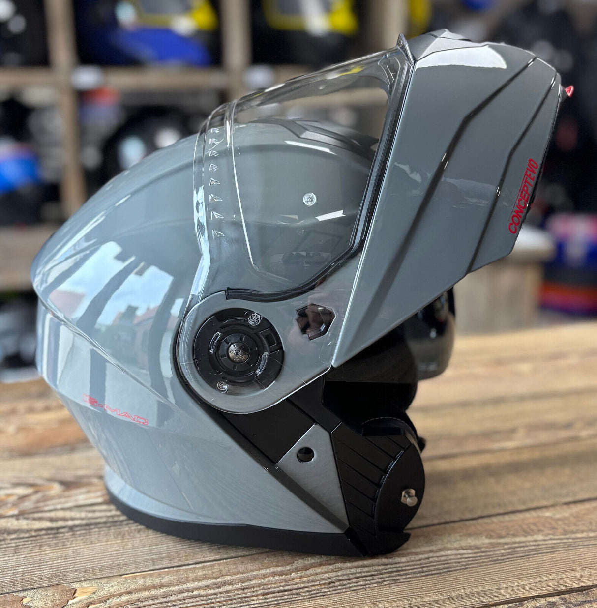 G-Mac Concept Evo Flip Up DVS Motorcycle Helmet Gloss Grey (Ex-Display) - Large