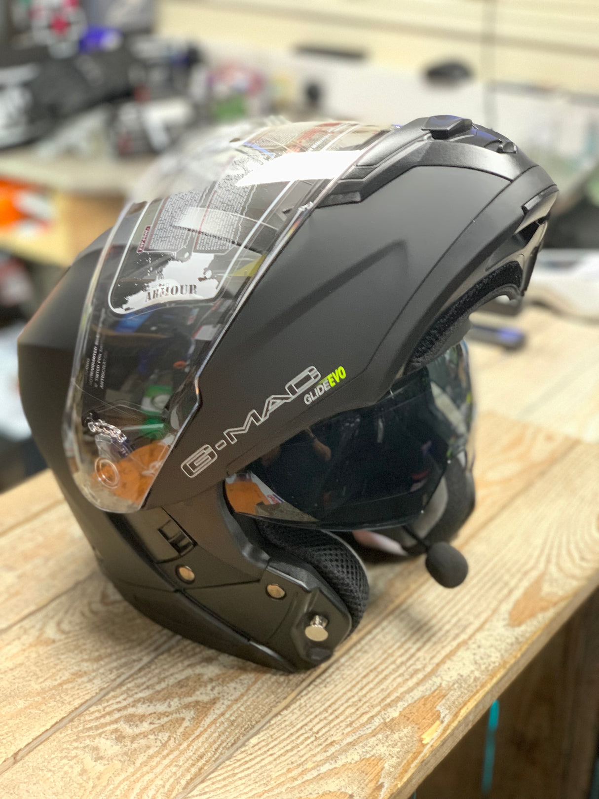 G-Mac Glide Evo Modular Flip DVS Motorcycle Bluetooth Helmet Satin Black - Large