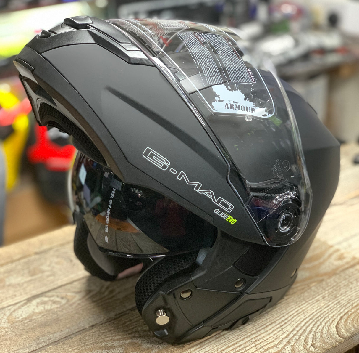 G-Mac Glide Evo Modular Flip Up DVS Warehouse Motorcycle Helmet Satin Black - XL