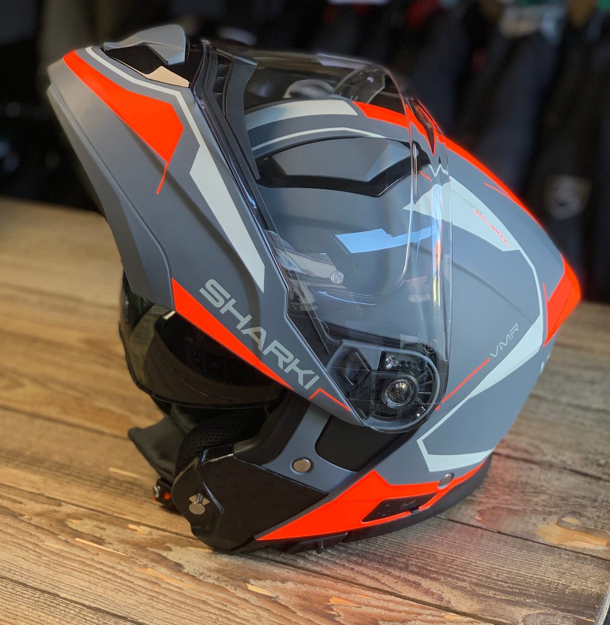 Vemar Sharki Cutter Helmet - Matt Grey/Flu Red Large