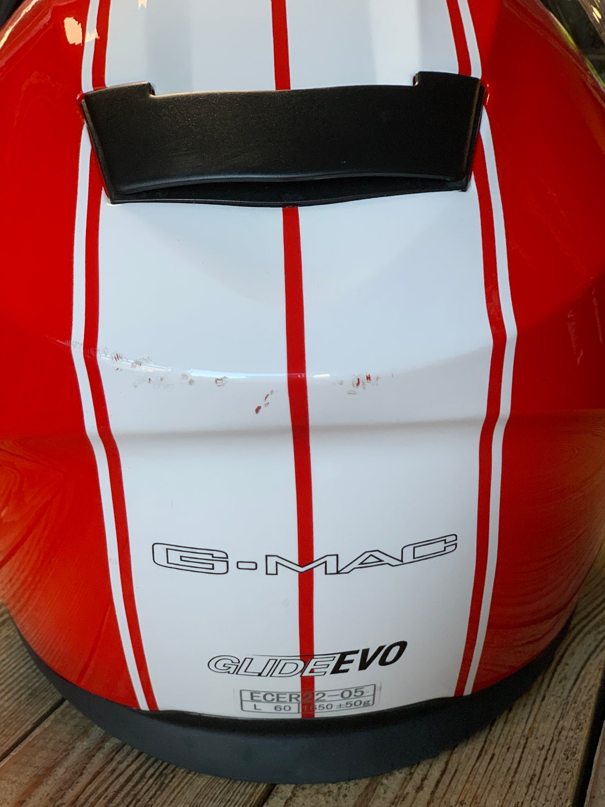 G-Mac Glide Evo Flip Front Motorcycle Helmet Gloss Red/White Large - Warehouse Offer