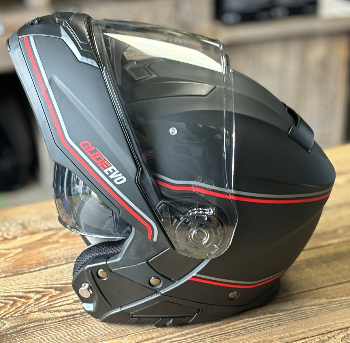 G-Mac Glide Evo Modular Flip Up DVS Motorcycle Helmet Black/Red/Grey - XL