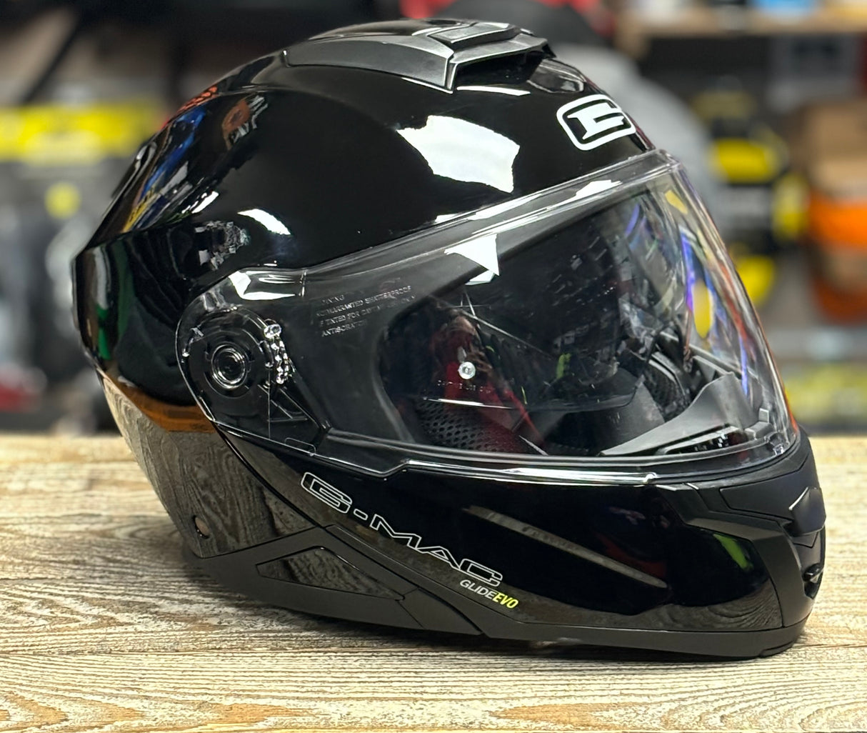 G-Mac Glide Evo Modular Flip Up DVS Motorcycle Helmet Gloss Black - Medium