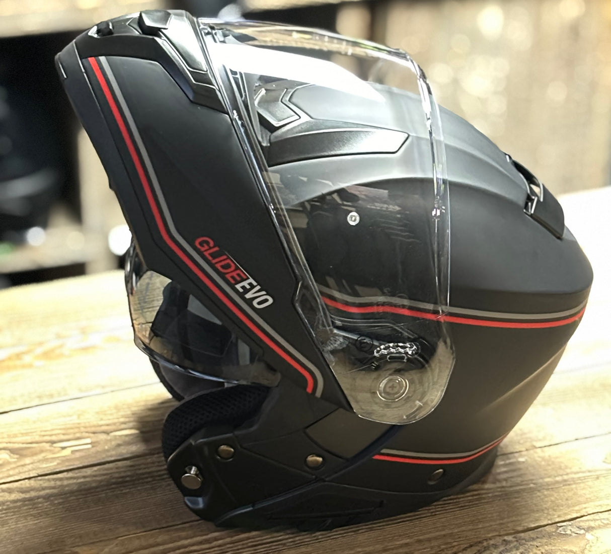 G-Mac Glide Evo Modular Flip Up DVS Motorcycle Helmet Black/Red/Grey - Large