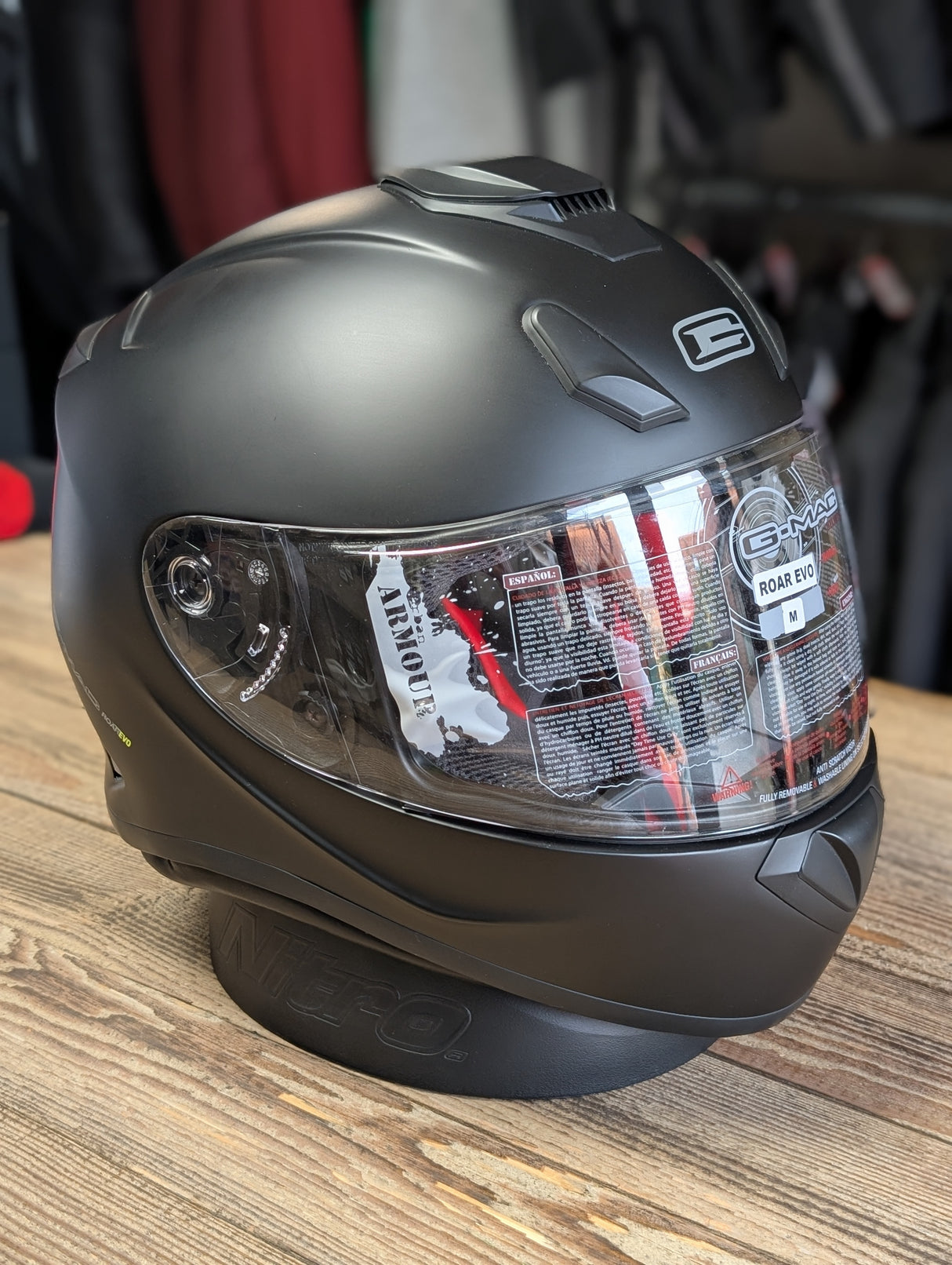 G-Mac Roar Evo Full Face Fibreglass Motorcycle Helmet Satin Black M