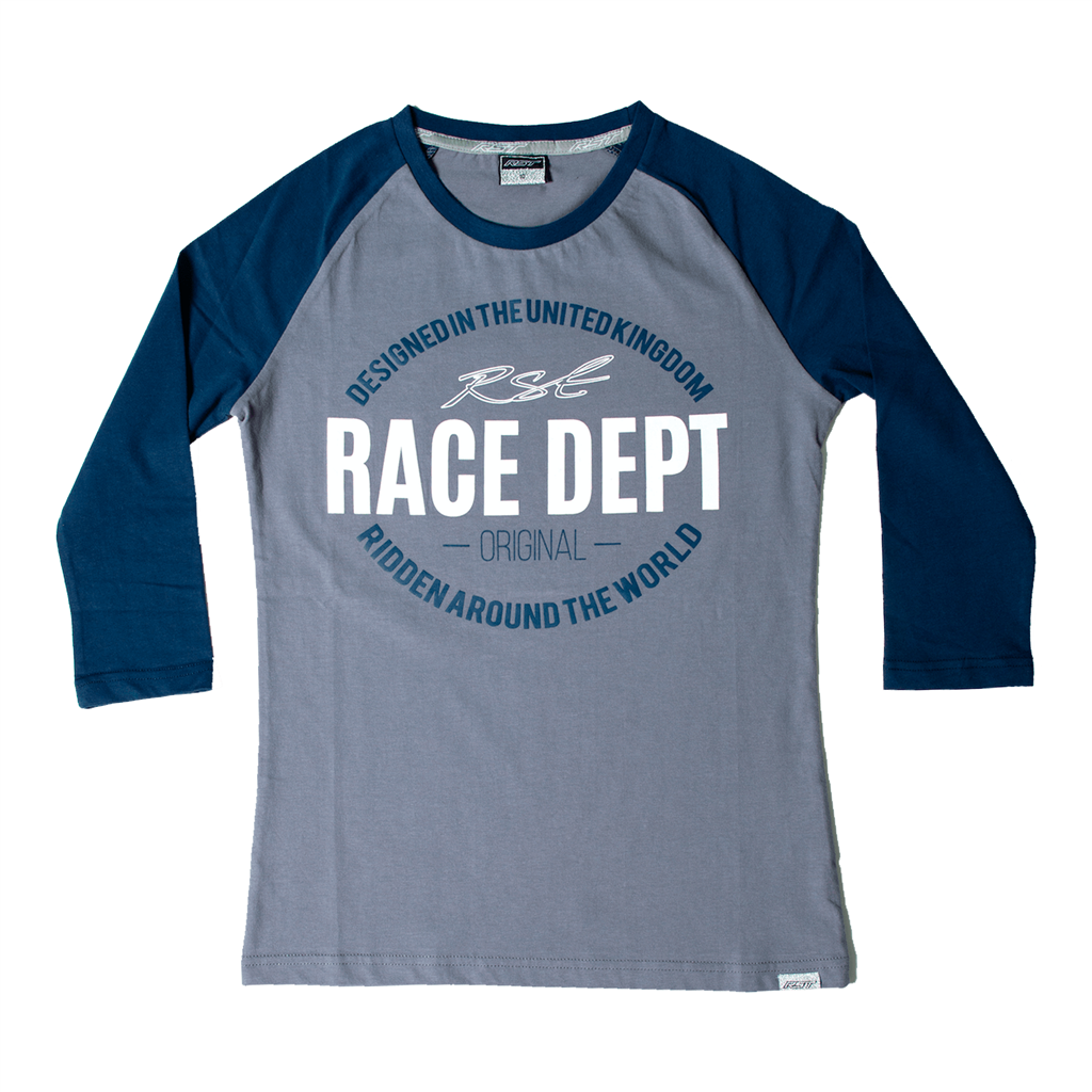 RST Casual Ladies Baseball Sleeved T-Shirt - Grey / Navy - UK 16