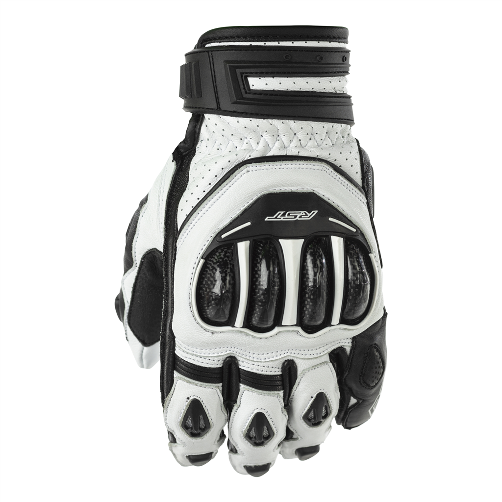 RST Tractech Evo CE Approved Short Mens Glove - White/Black