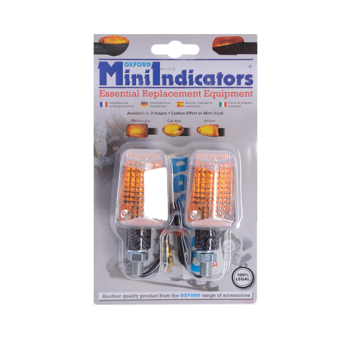 Oxford MiniIndicators CarbonShort Stem - Clear Lens