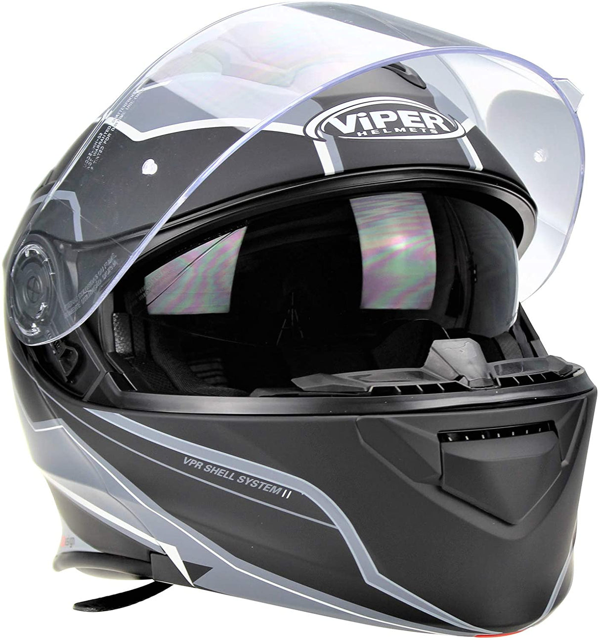 Viper RSV-171 Flip Front Helmet Fitted with Blinc Bluetooth System - Zone Matt Grey