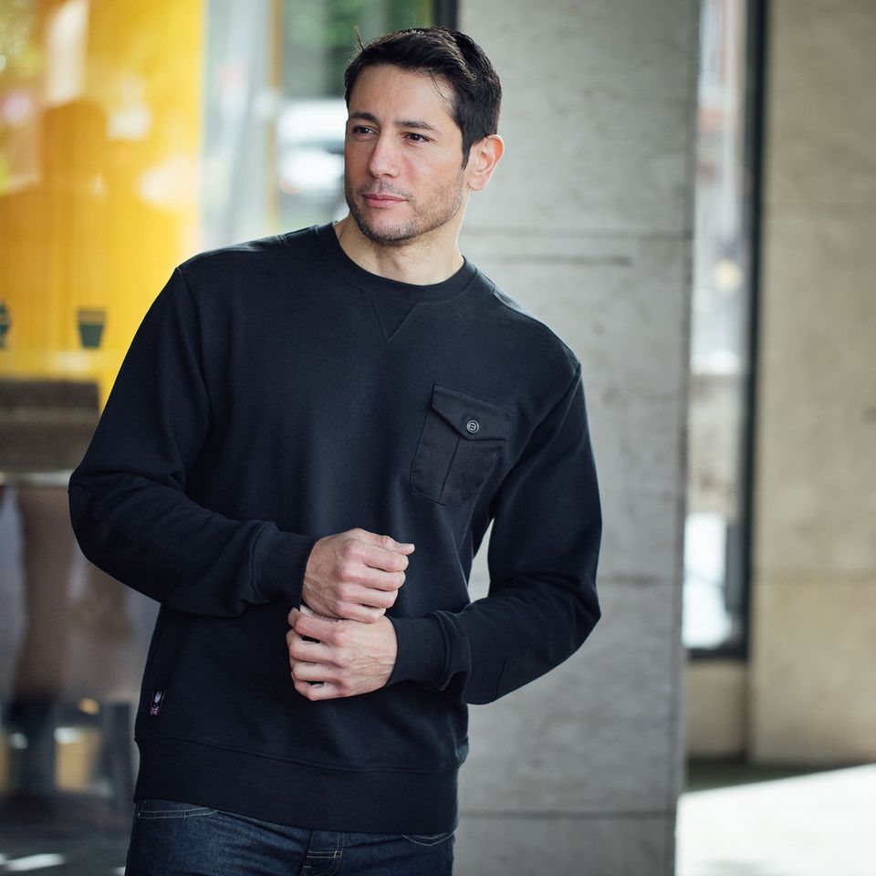 Merlin Hagley Utility Organic Cotton Fleece Sweatshirt Black