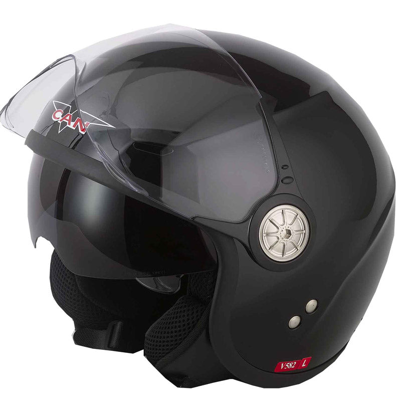 Vcan V582 Open Face Helmet - Gloss Black
