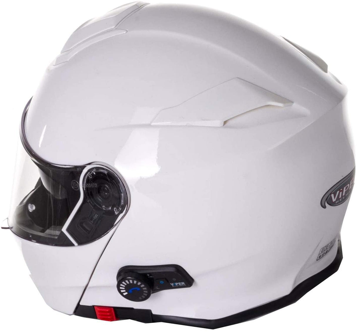 Viper RSV-171 Flip Front Helmet Fitted with Blinc Bluetooth System - White