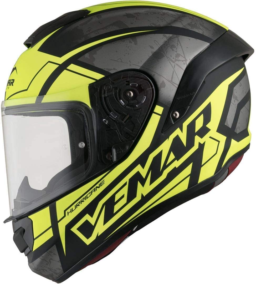 Vemar Hurricane Claw Full Face Helmet - Matt Silver/Fluo Yellow