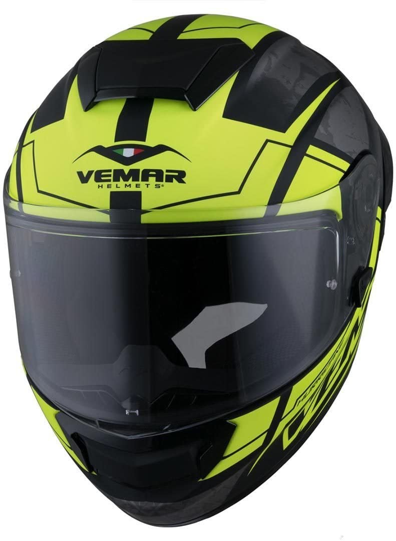 Vemar Hurricane Claw Full Face Helmet - Matt Silver/Fluo Yellow