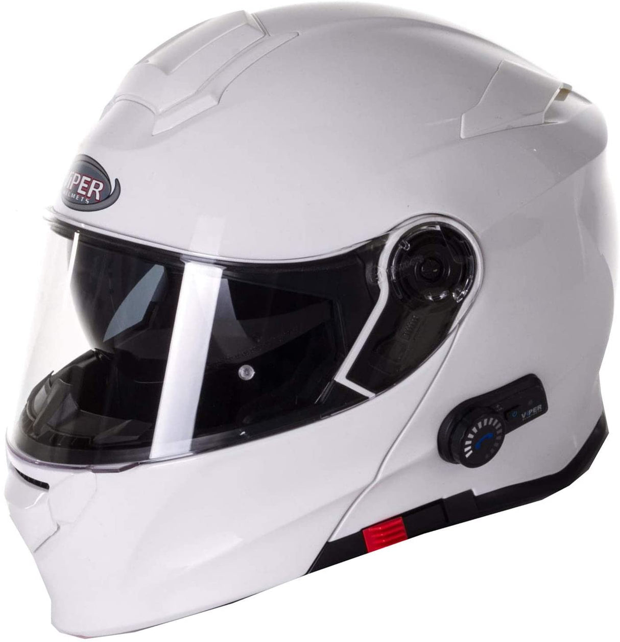 Viper RSV-171 Flip Front Helmet Fitted with Blinc Bluetooth System - White