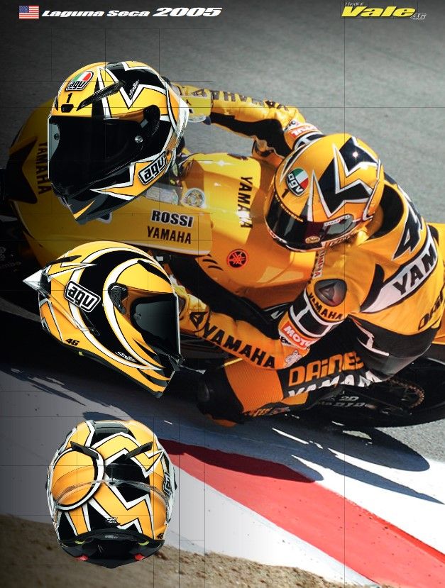 AGV Pista GP-RR Carbon Full Face Helmet Rossi Yamaha Laguna Seca Test 2005 + Smoke Visor