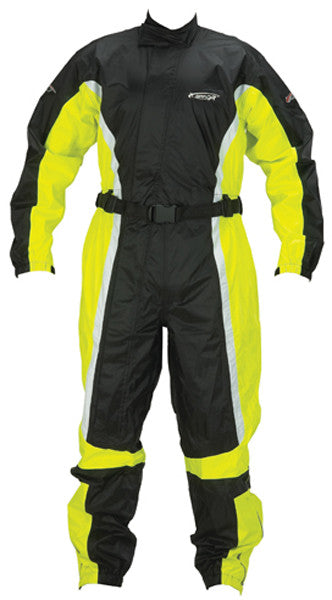 SPADA 407 1 PIECE WATERPROOF MOTORCYCLE MOTORBIKE OVERSUIT BLACK/FLUO - Spada - - MSG BIKE GEAR