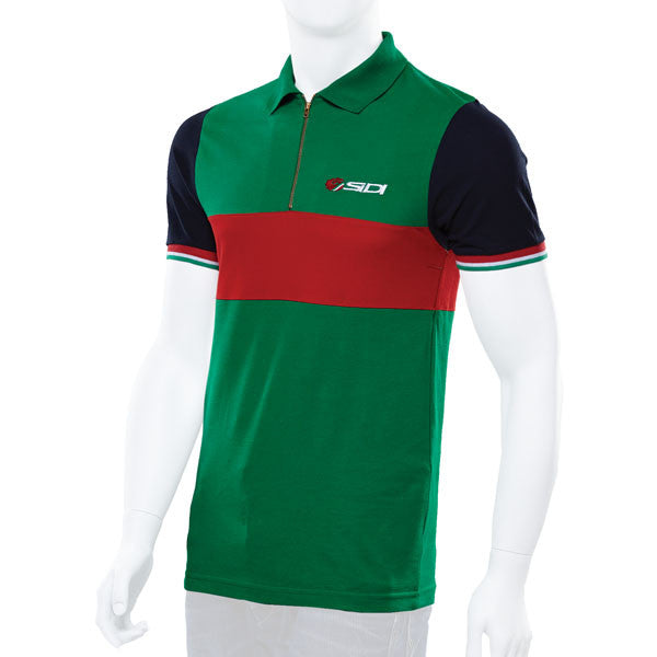 OFFICIAL SIDI CASUALS POLO SHIRT T-SHIRT with ZIPPER - GREEN RED - Sidi - - MSG BIKE GEAR