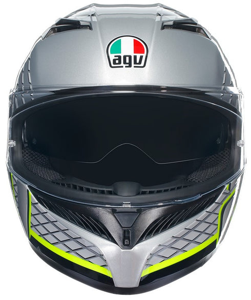 AGV K3 E2206 Full Face Motorcycle Helmet - Fortify Grey, Black, Yellow