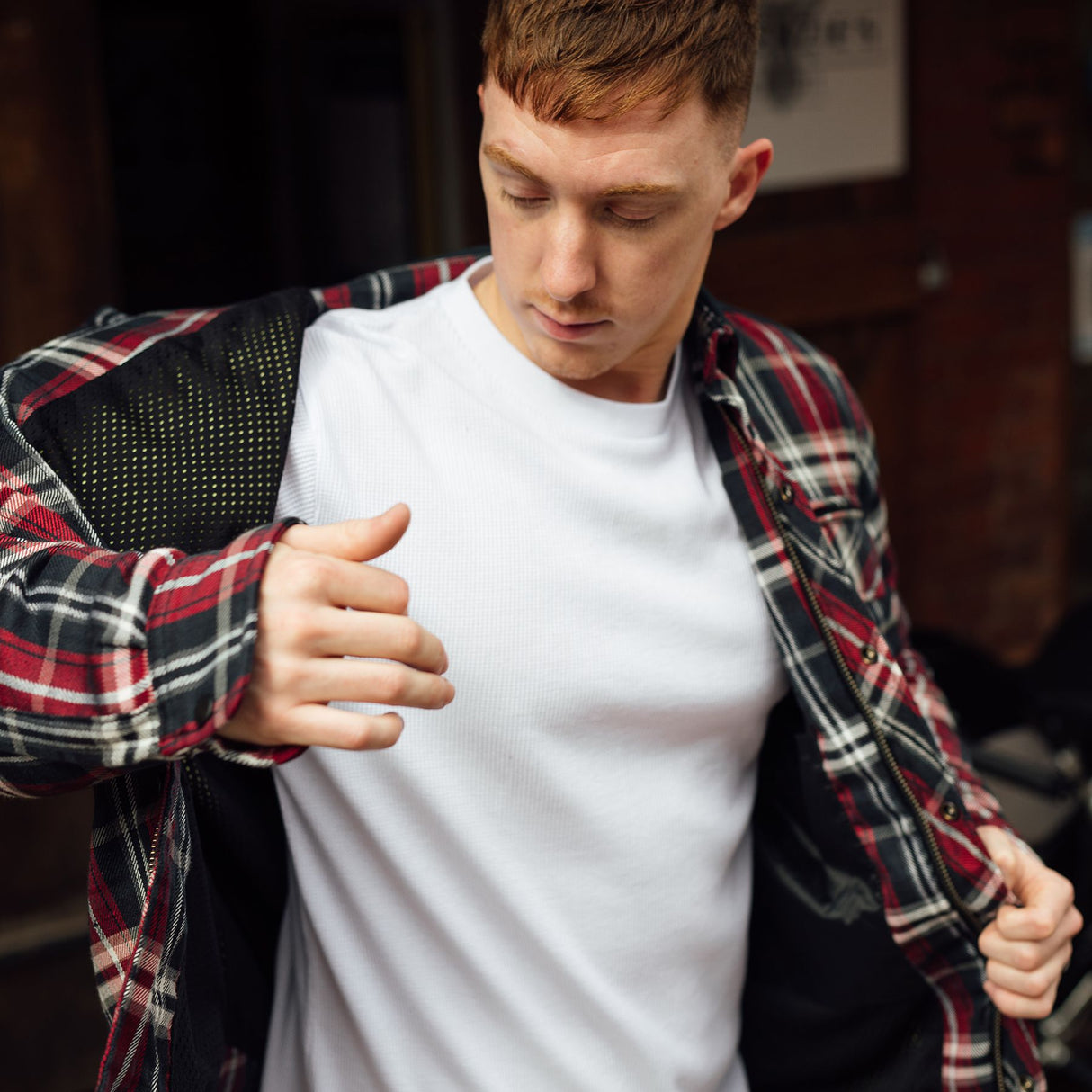 Merlin Kingsley Long Sleeve Waffle Knit Organic Cotton Shirt White