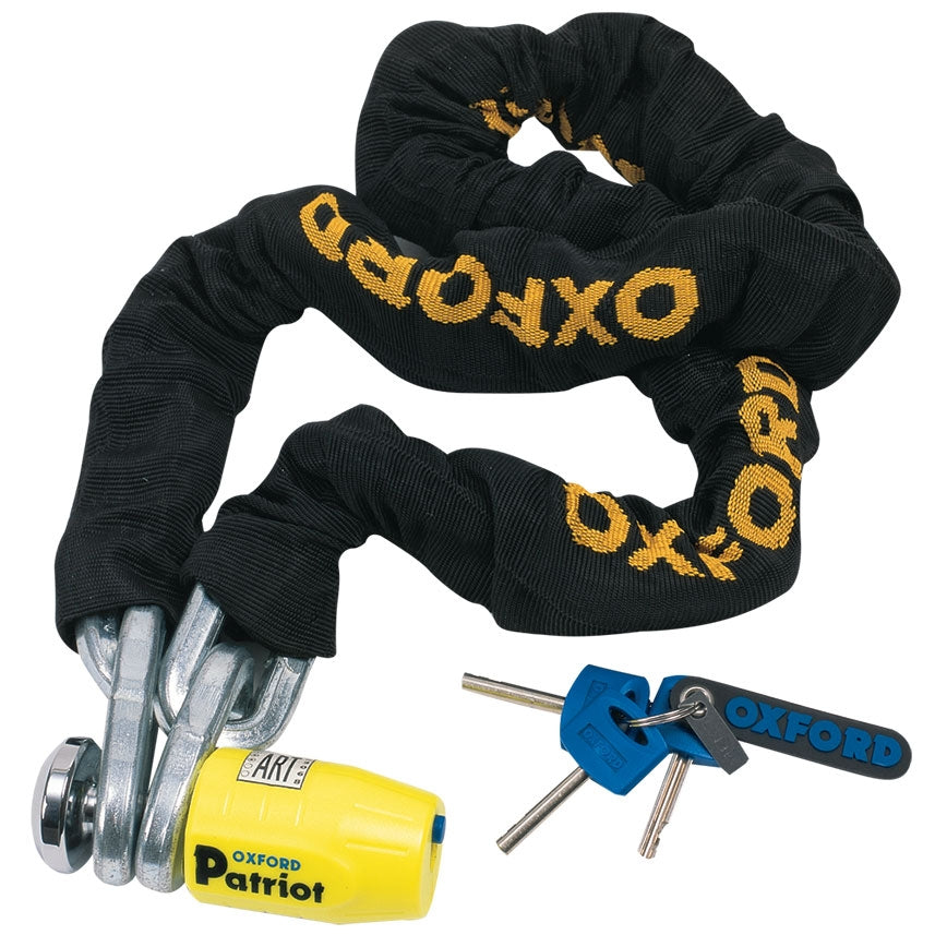 Oxford Patriot 12mm Chain & Lock - 1.2m to 2.0m
