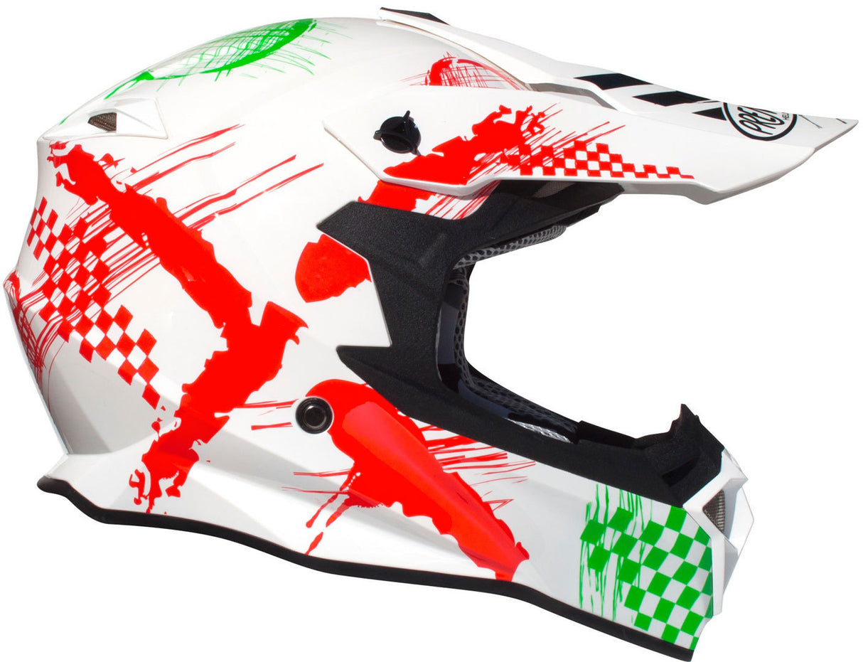 Premier Exige RX8 Motorcycle Motocross Off Road Helmet - White / Green / Red