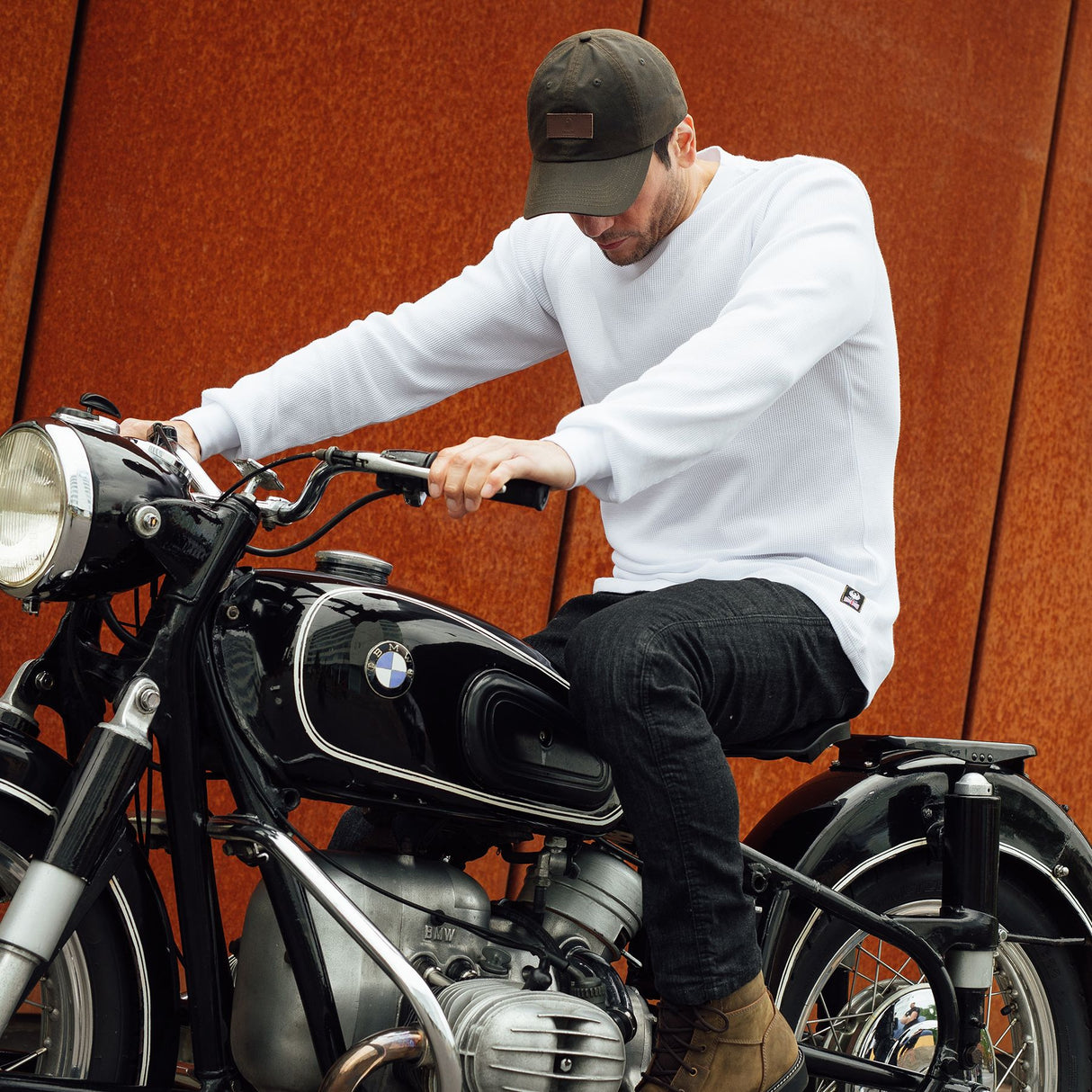 Merlin Kingsley Long Sleeve Waffle Knit Organic Cotton Shirt White