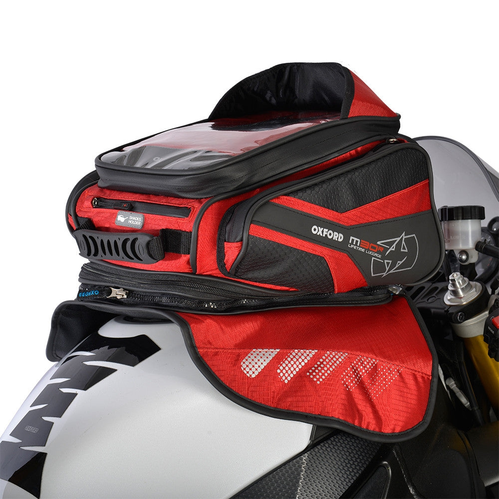 Oxford M30R Magnetic Motorcycle Tank Bag - Red - 30 Litres + Rain Cover - Oxford - - MSG BIKE GEAR - 1