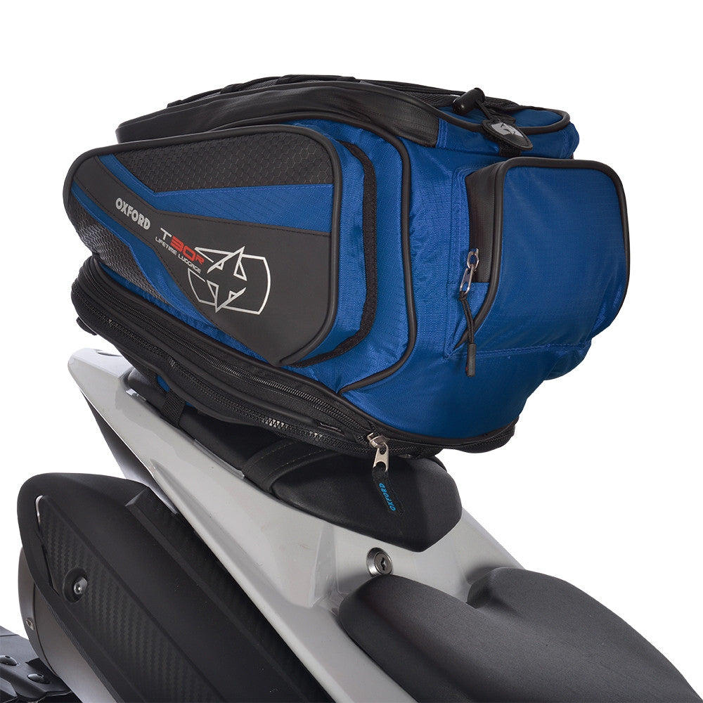 Oxford T30R Motorbike Motorcycle Tail Pack - 30 Litres + Rain Cover Blue - Oxford - - MSG BIKE GEAR