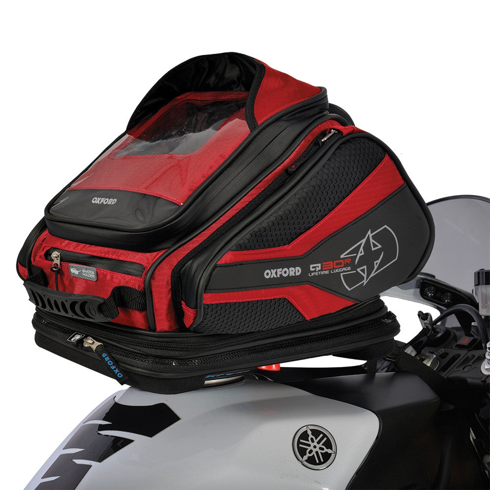 Oxford Q30R Quick Release Motorcycle Tank Bag - Red + Rain Cover - Oxford - - MSG BIKE GEAR - 1