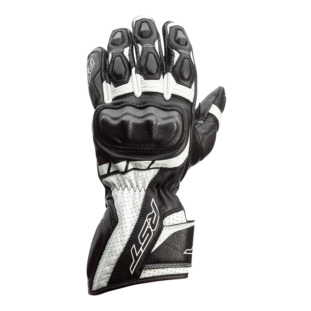 RST Axis CE Leather Sports Gloves - Black / White