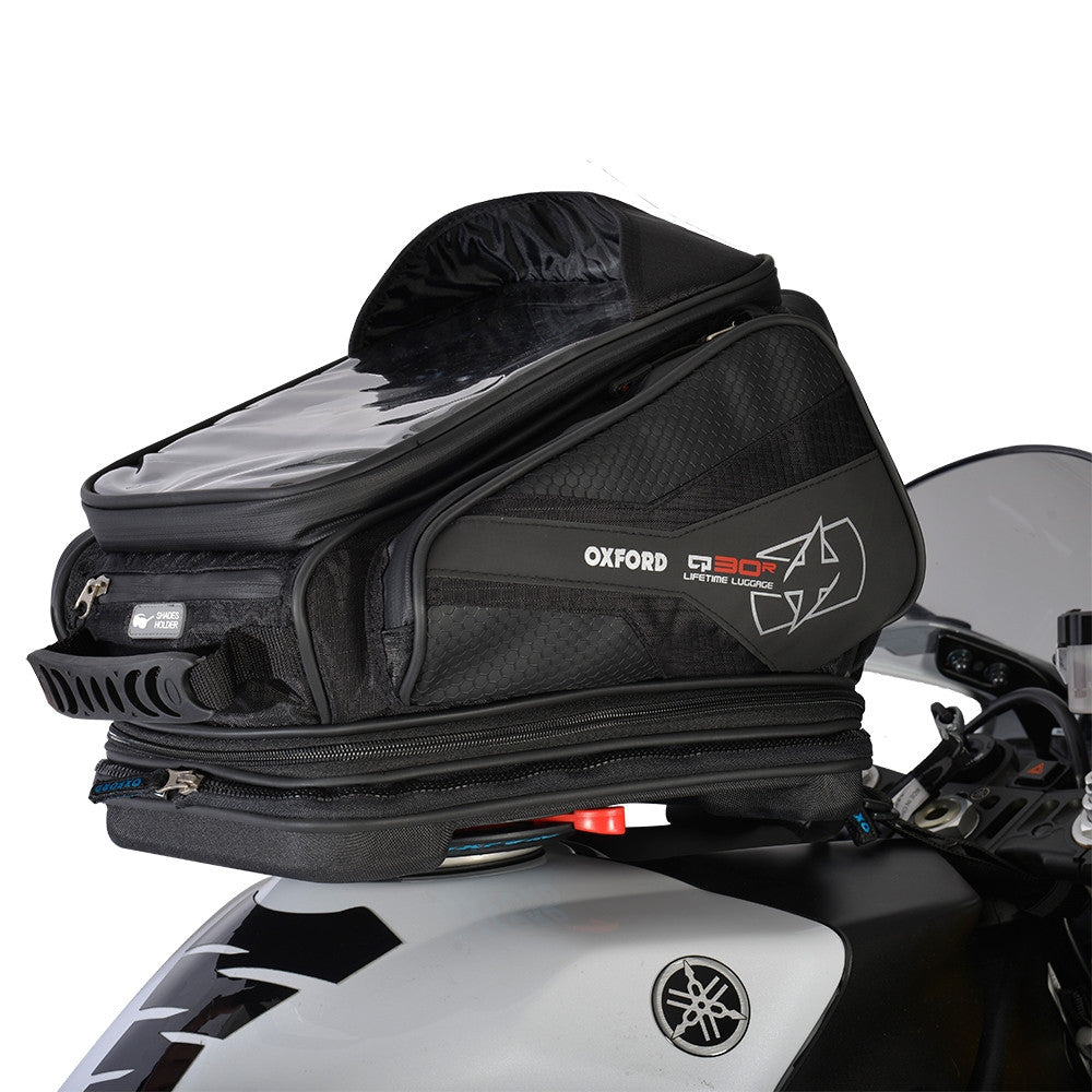 Oxford Q30R Quick Release Motorcycle Tank Bag - Black + Rain Cover - Oxford - - MSG BIKE GEAR - 1