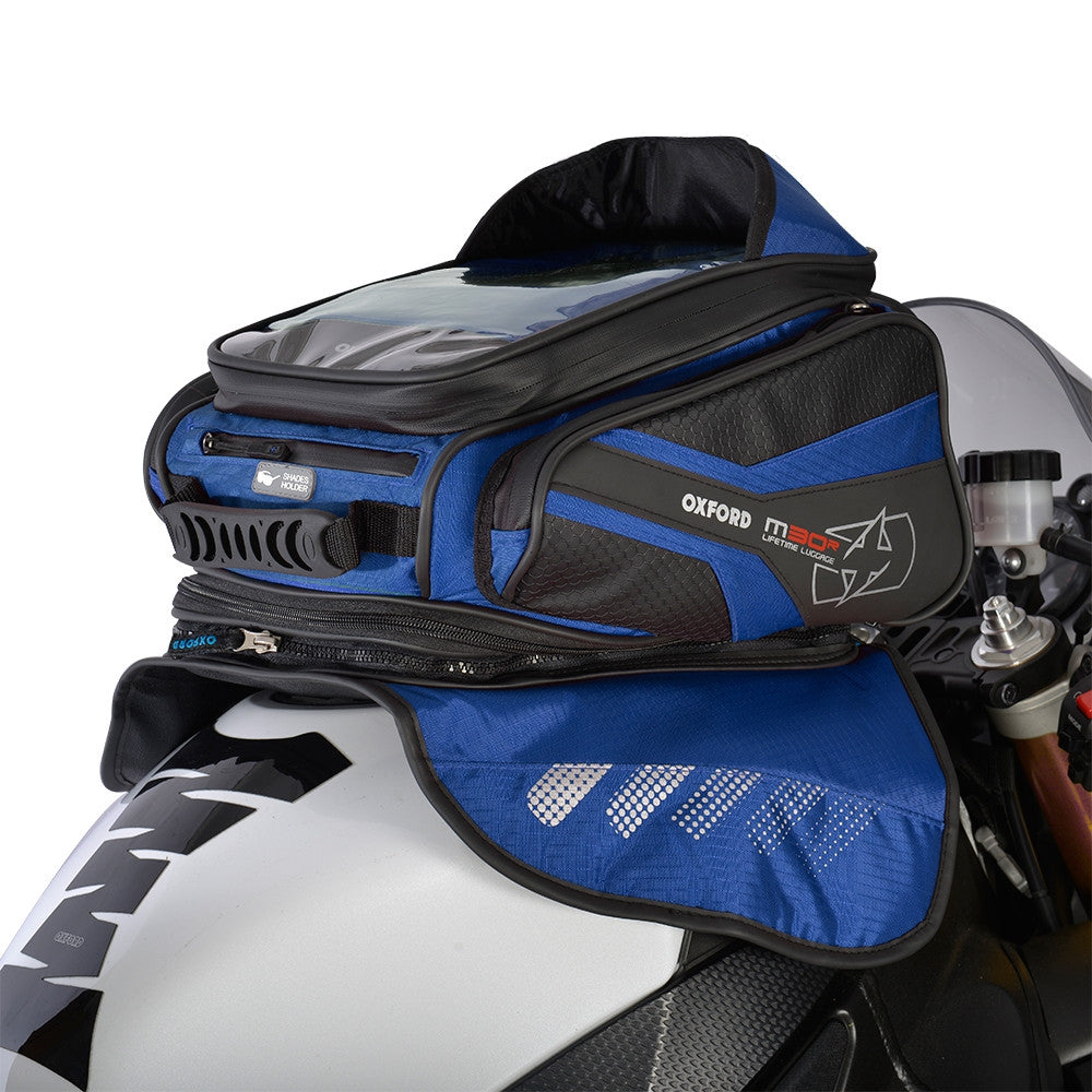 Oxford M30R Magnetic Motorcycle Tank Bag - Blue - 30 Litres + Rain Cover - Oxford - - MSG BIKE GEAR - 1