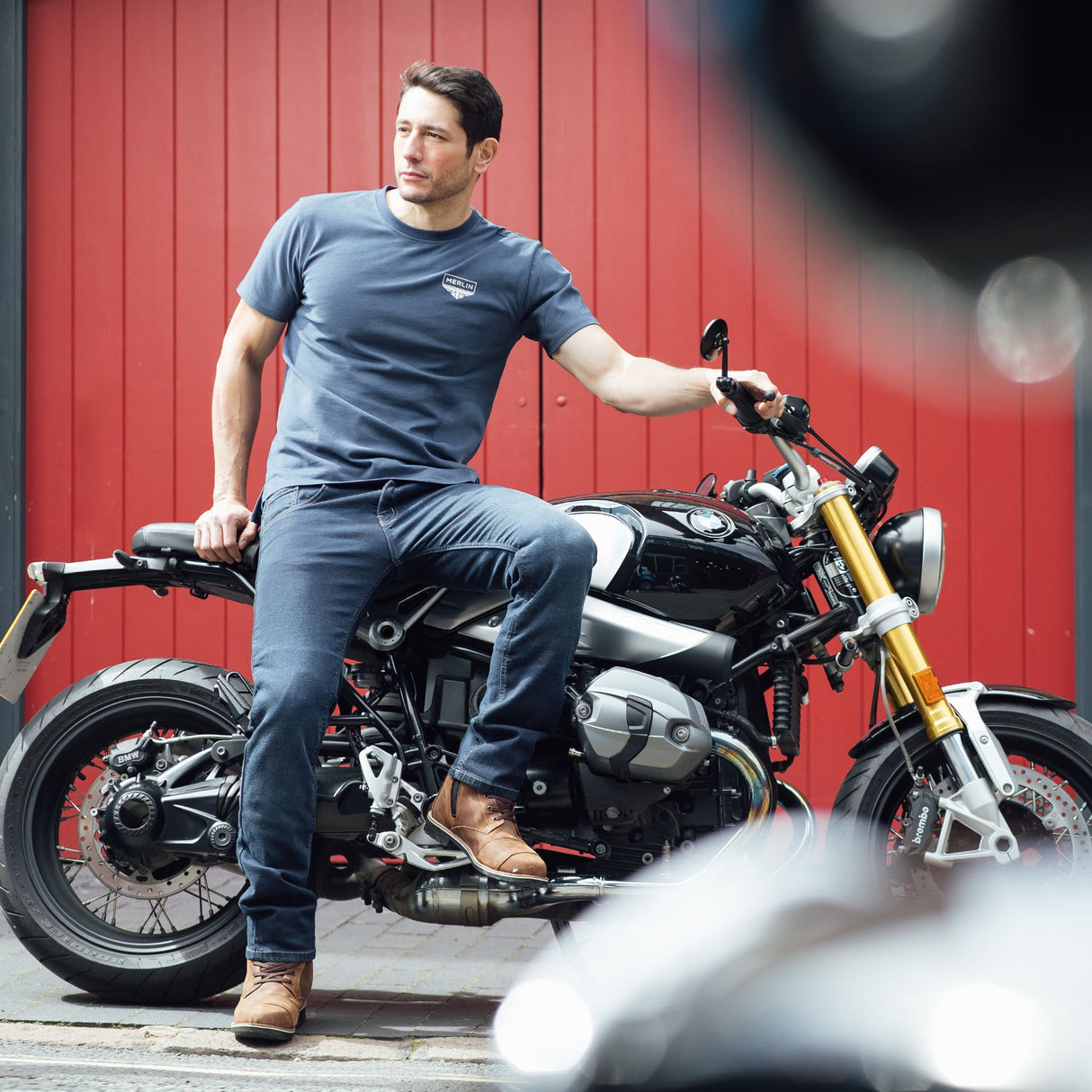 Merlin Truro Signature Organic Cotton Tee T-Shirt Navy Blue