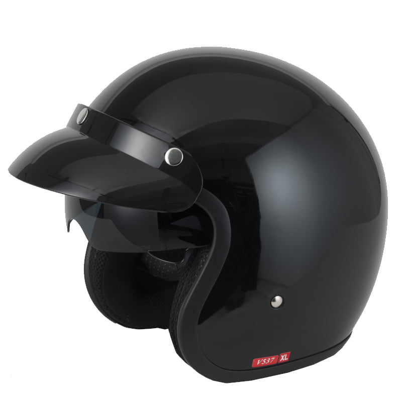 Vcan V537 Open Face Helmet - Gloss Black