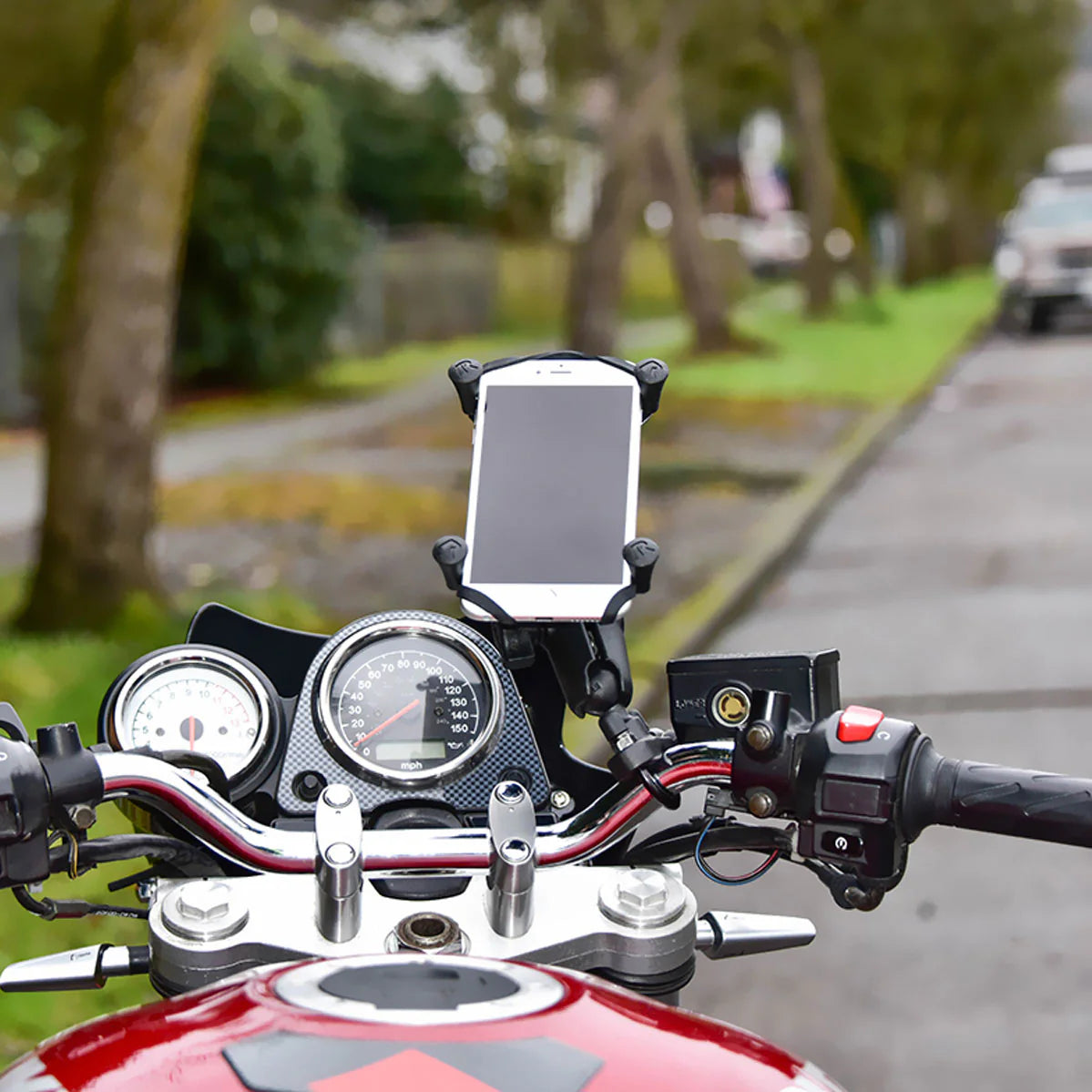 RAM® X-Grip® Large Phone Mount with Handlebar U-Bolt Base - Medium Arm