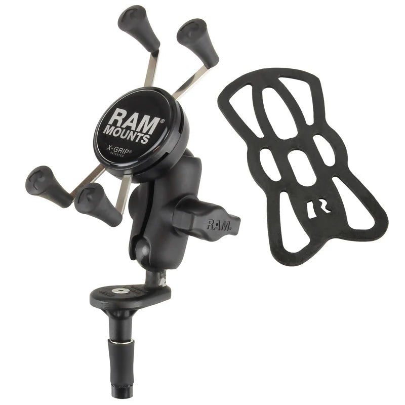 RAM® X-Grip® Phone Holder with Motorcycle Fork Stem Base Short Connector Arm
